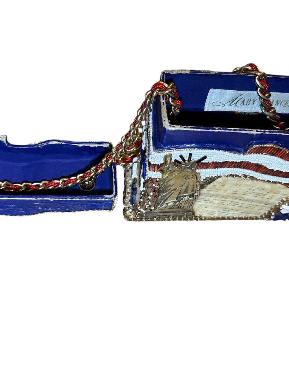 Mary Frances Red/White/Blue Americana Beaded Statue of Liberty Crossbody Bag - Picture 12 of 16